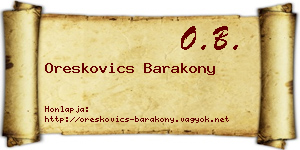 Oreskovics Barakony névjegykártya